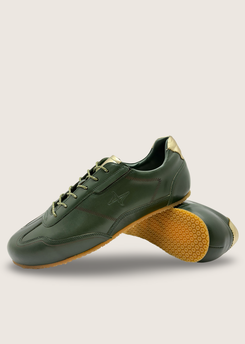 水 Men's MIZU in deep green argentinian lapacho leather and rubber sole