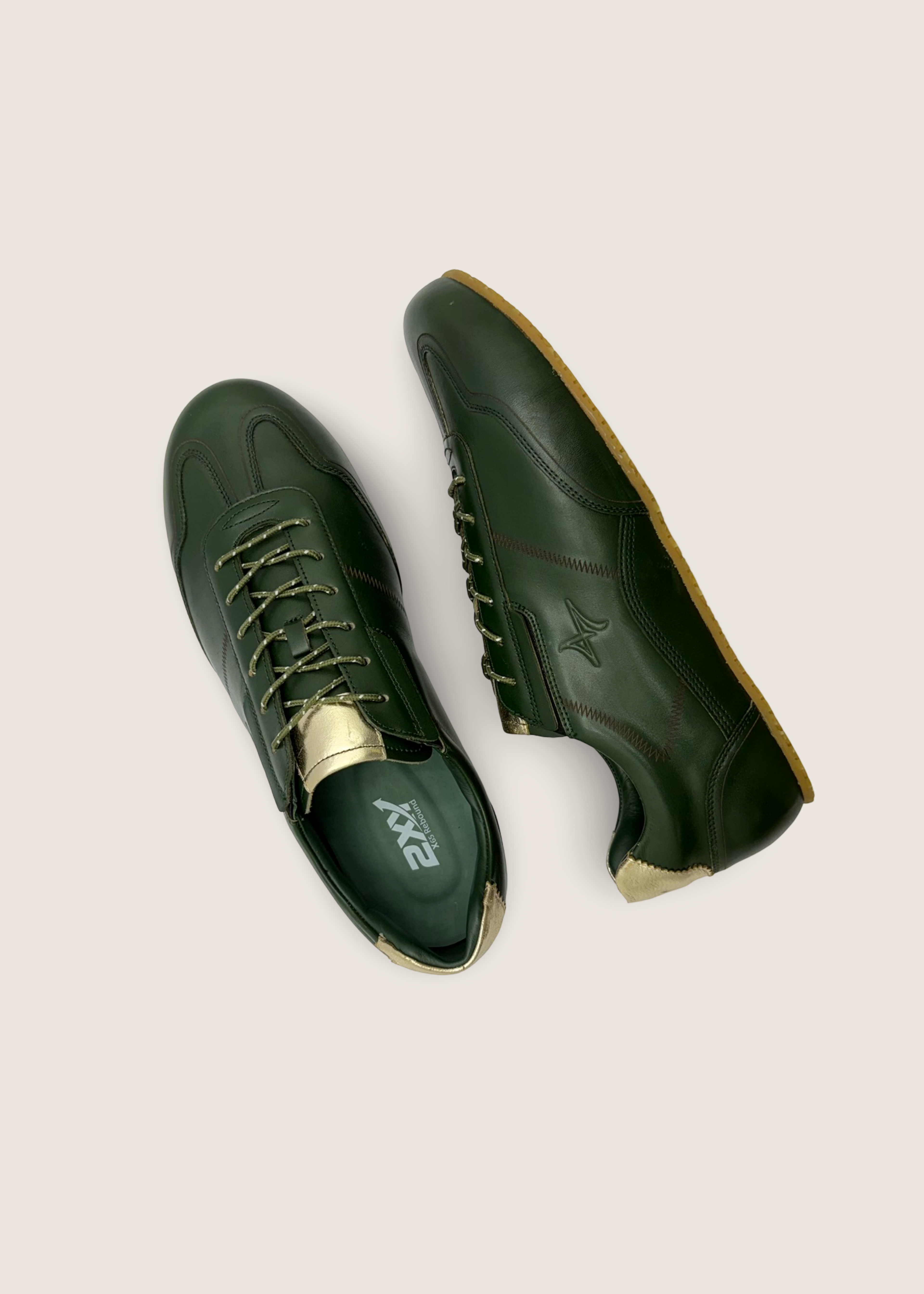 水 Men's MIZU in deep green argentinian lapacho leather and rubber sole