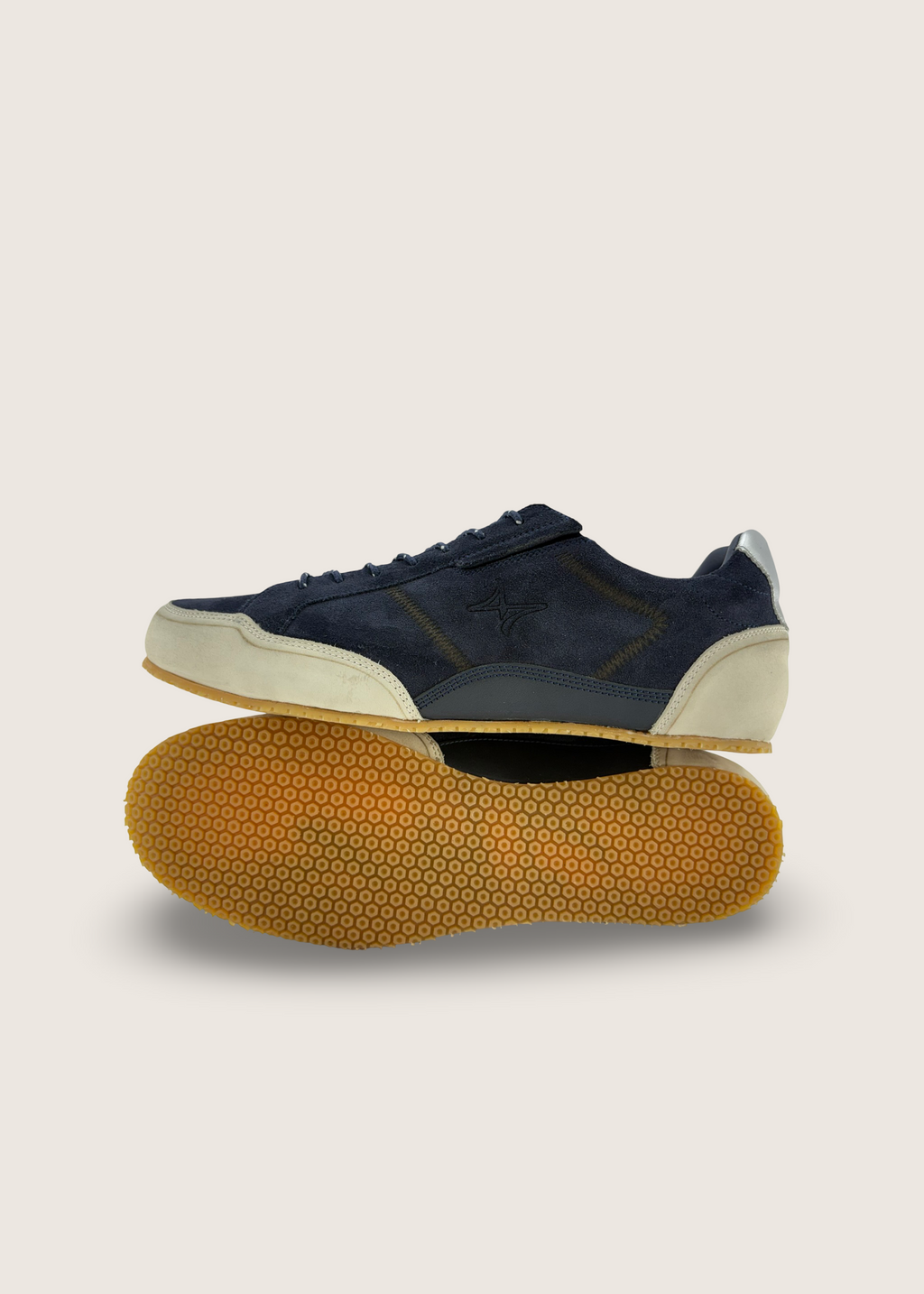 雪  Men's YUKI in deep blue leather suede and rubber sole