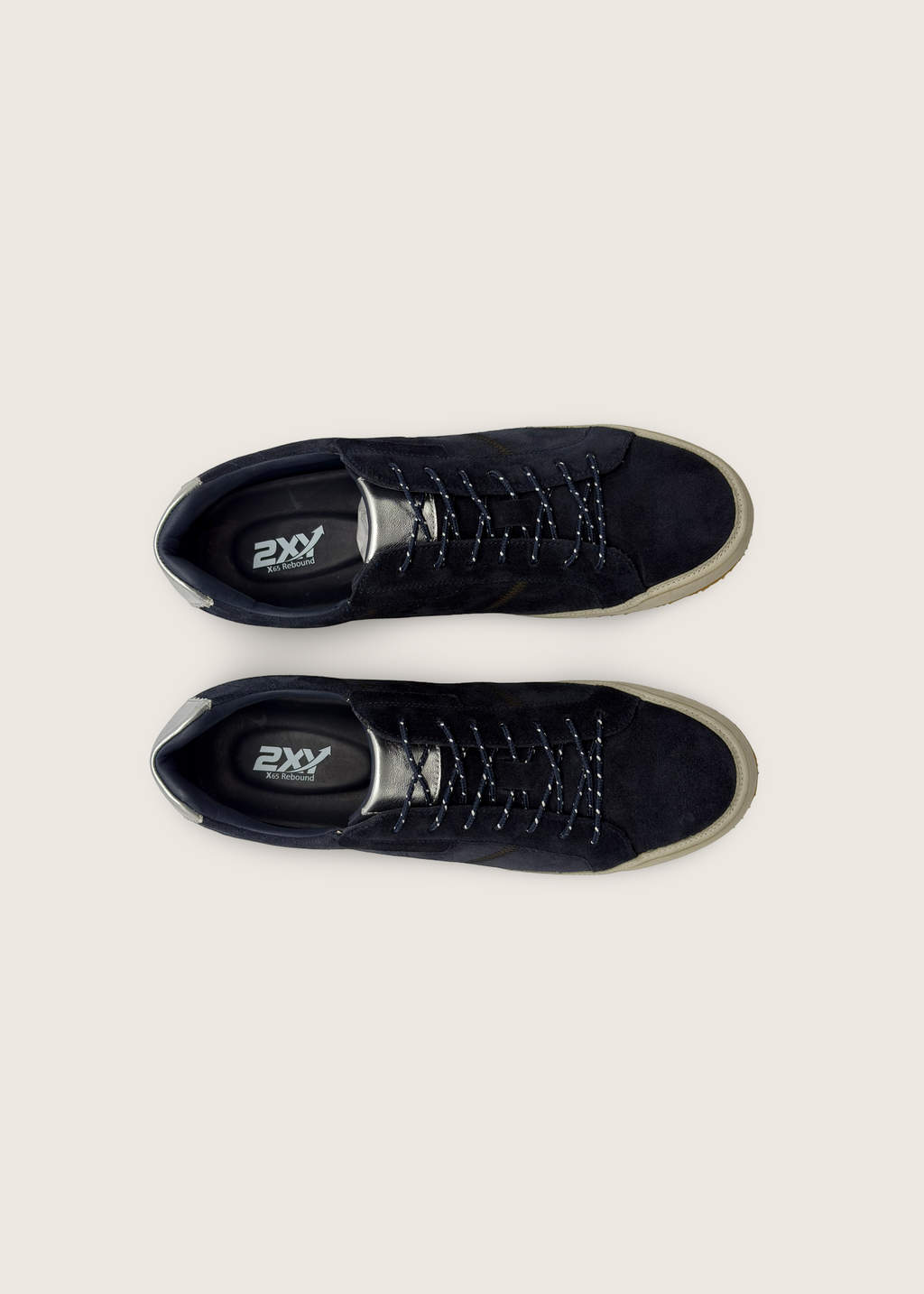 雪  Men's YUKI in deep blue leather suede and rubber sole