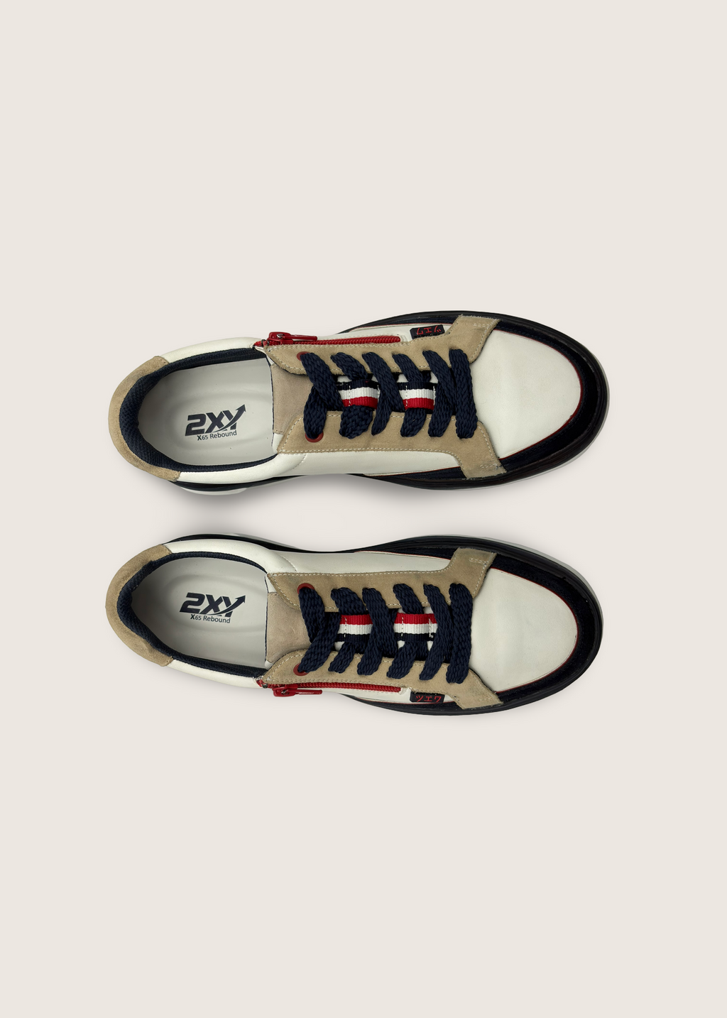 風 Men's KAZE in pumice leather suede with navy white microfiber and leather insole