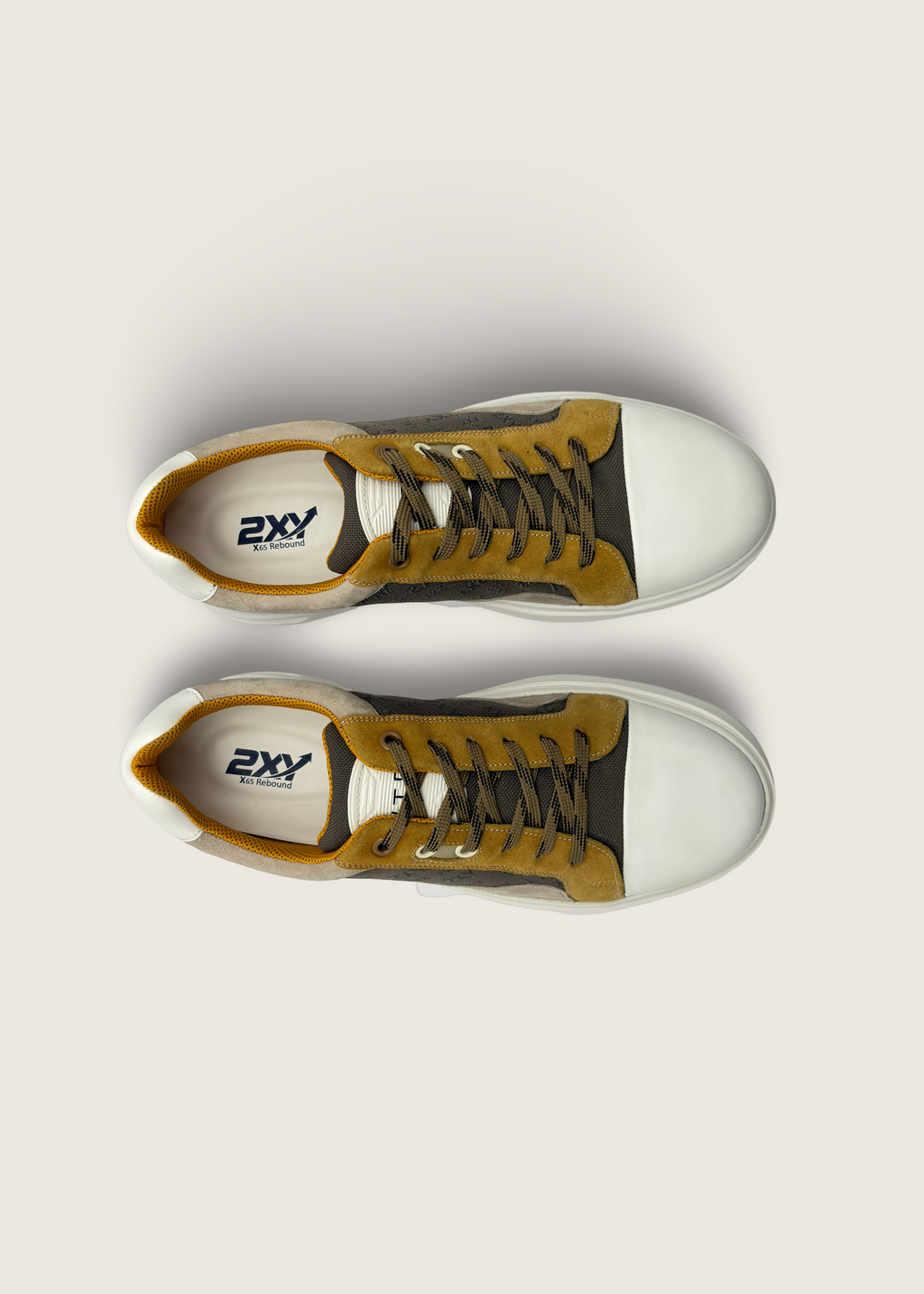 光 Men's Hikari in beige leather suede and printed 1000D parachute tafetta