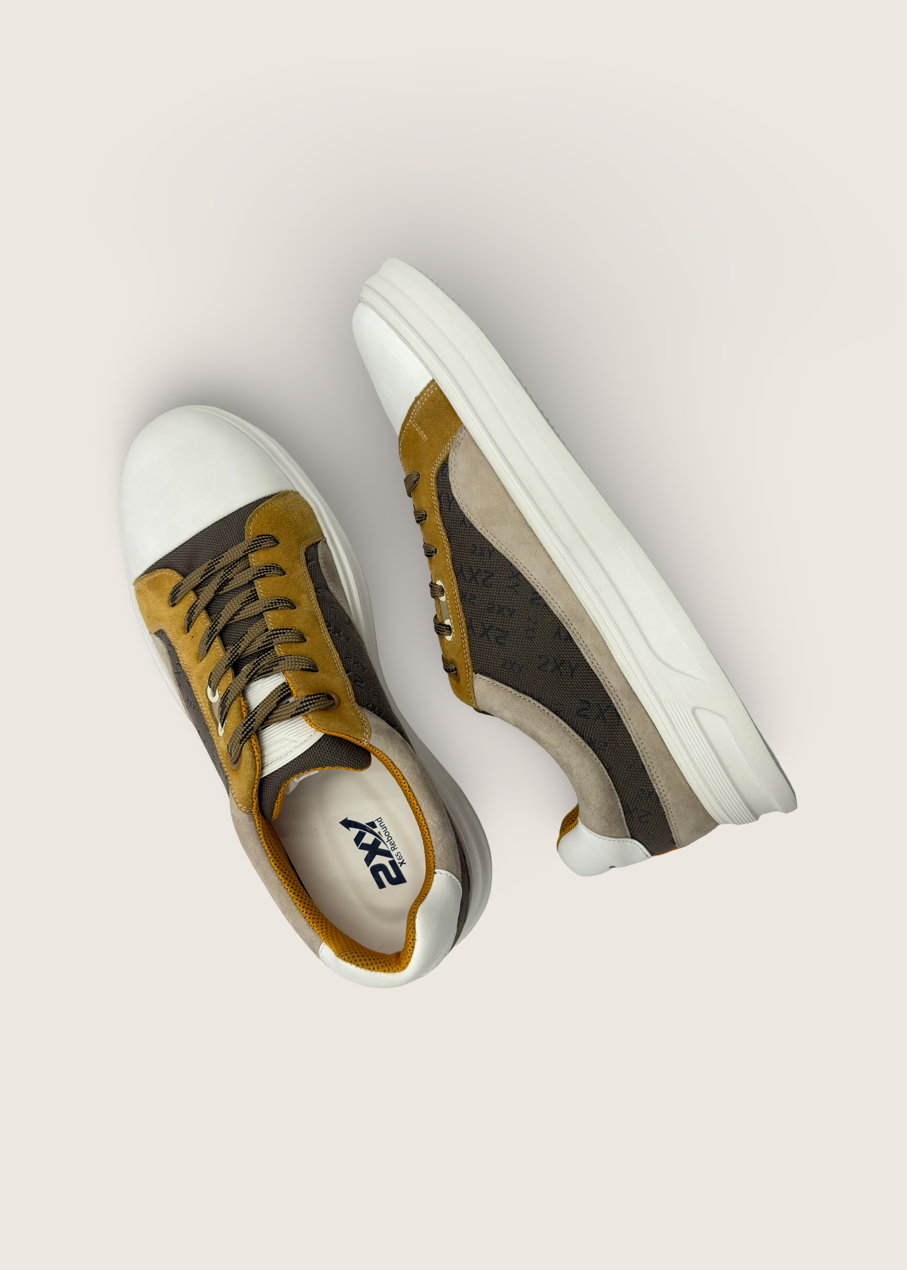 光 Men's Hikari in beige leather suede and printed 1000D parachute tafetta