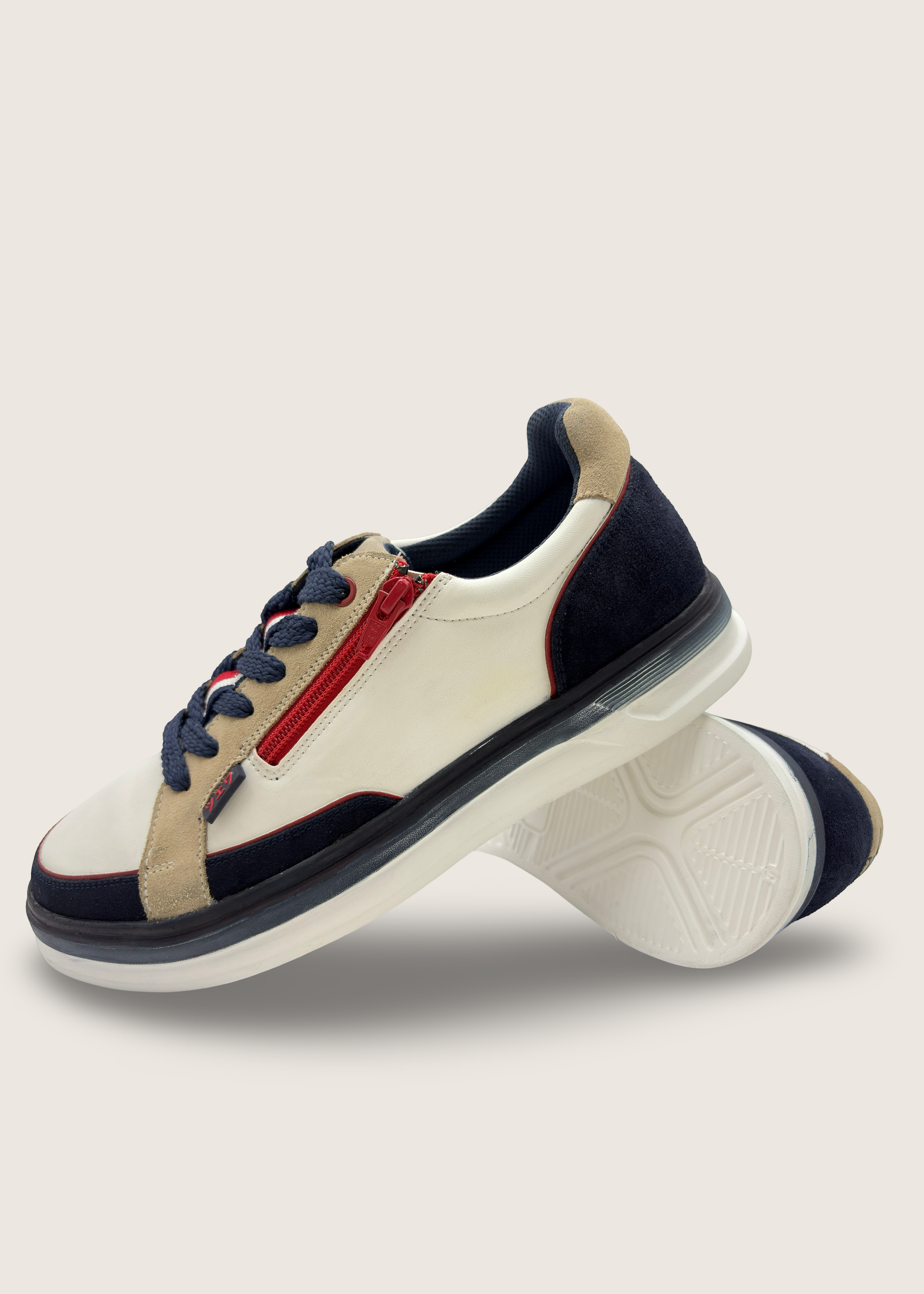 風 Men's KAZE in pumice leather suede with navy white microfiber and leather insole