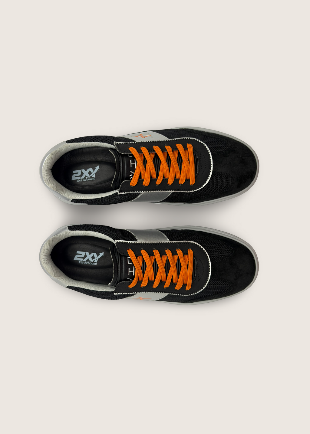 波 Men's SORA in jet black leather suede with deep black layers of petra mesh