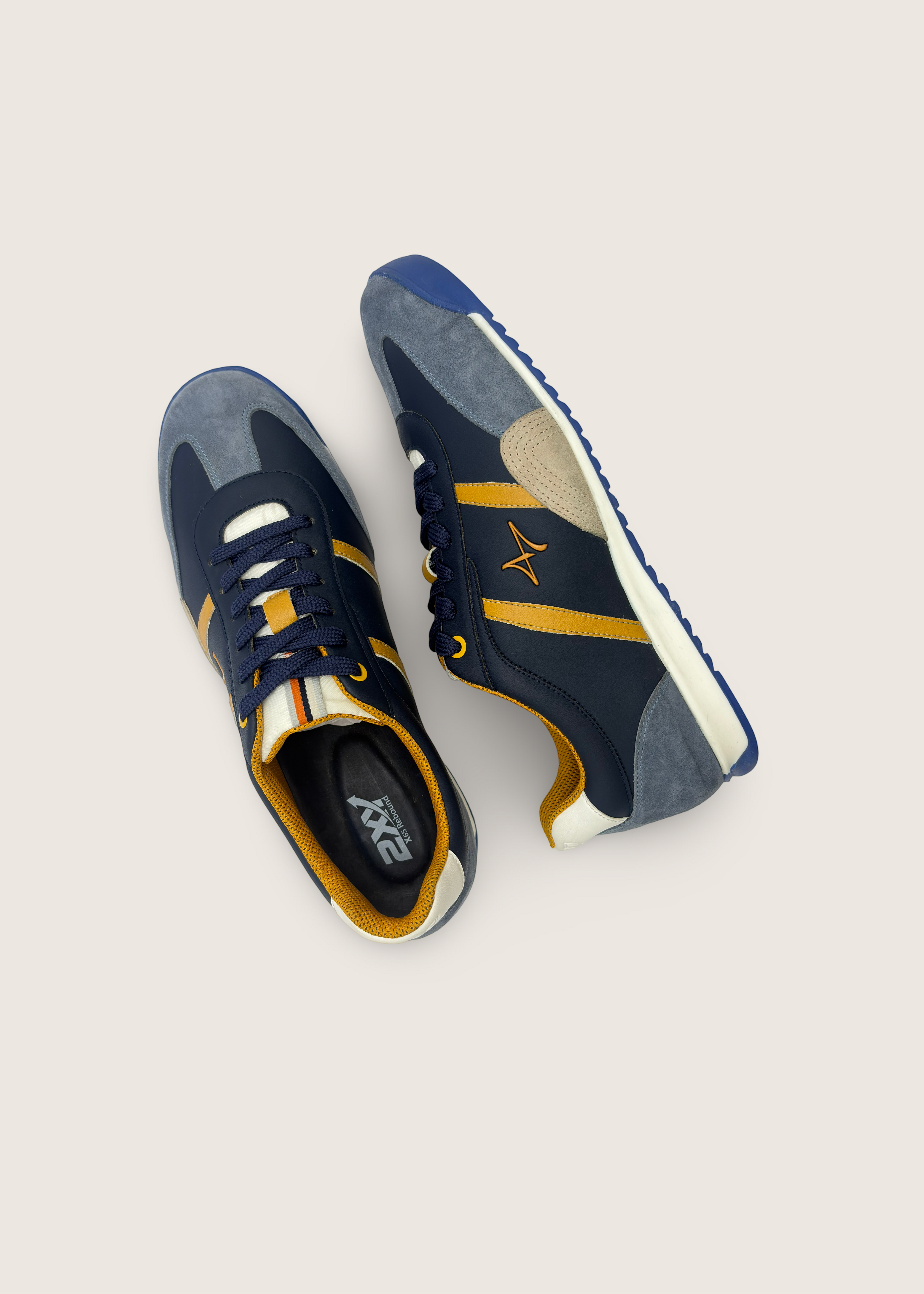 色 Men's IRO in lagoon leather suede with navy blue microfiber and leather insole