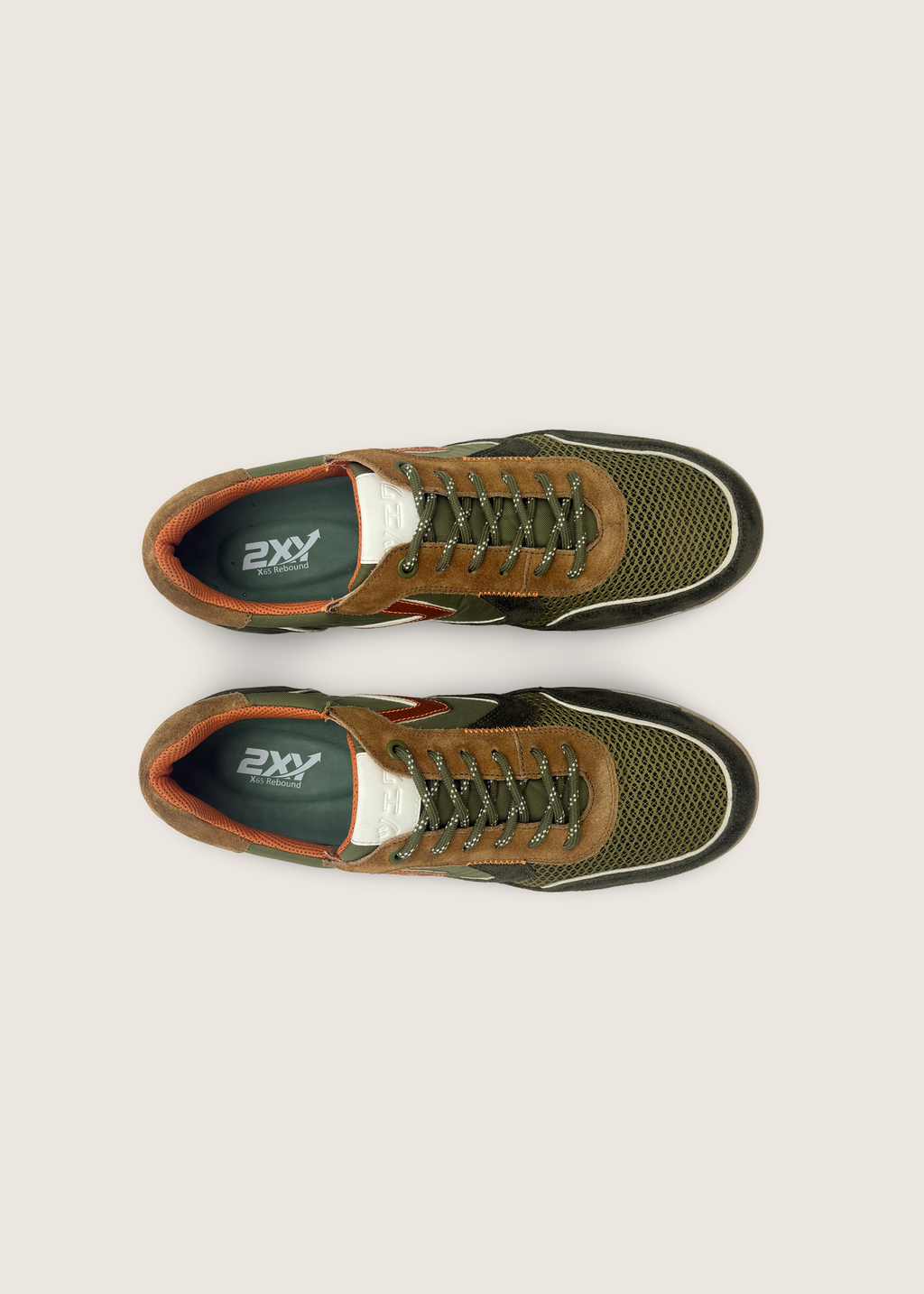 大阪 Men's OSAKA  in olive and burnt orange leather suede with olive technical textiles