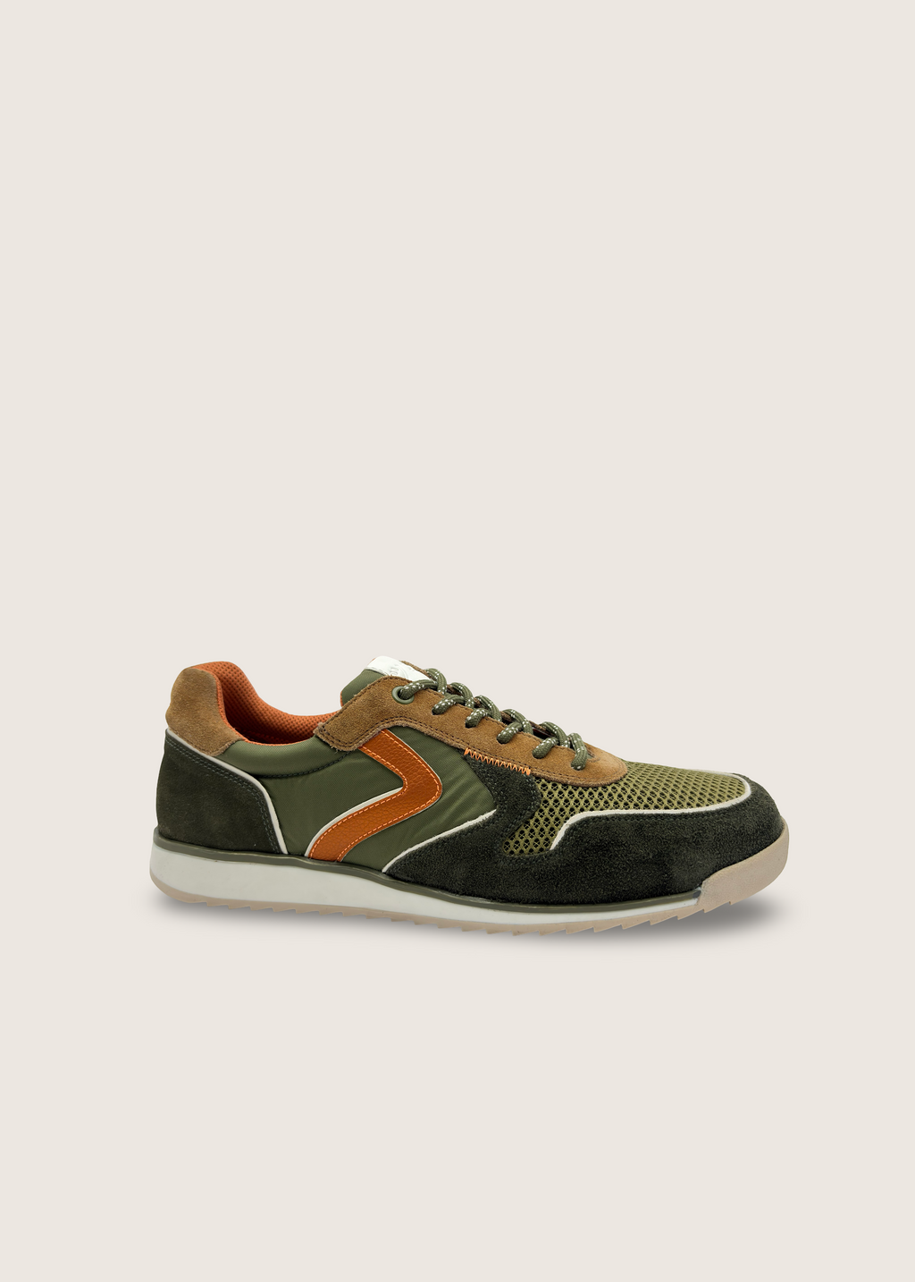 大阪 Men's OSAKA  in olive and burnt orange leather suede with olive technical textiles
