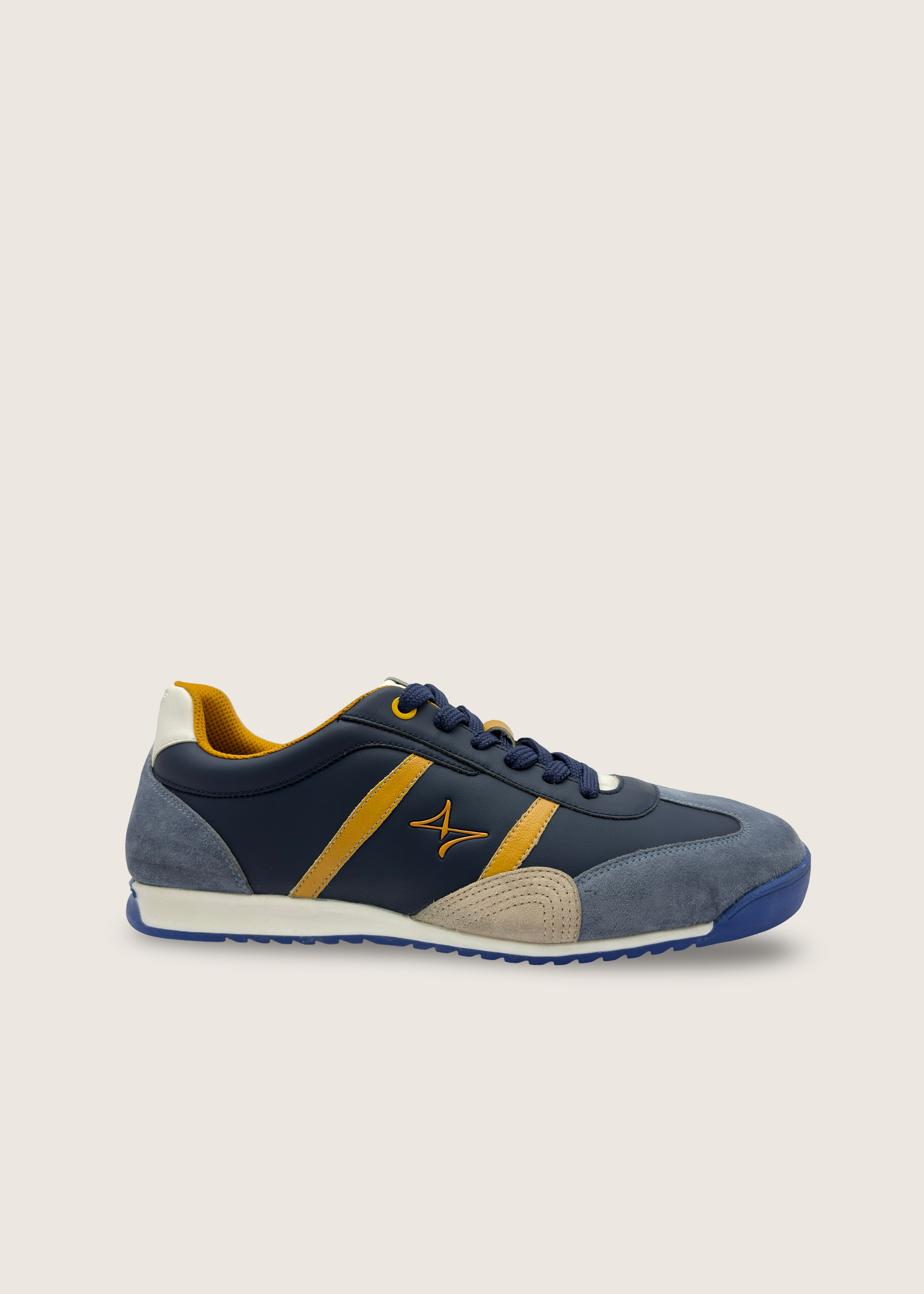 色 Men's IRO in lagoon leather suede with navy blue microfiber and leather insole