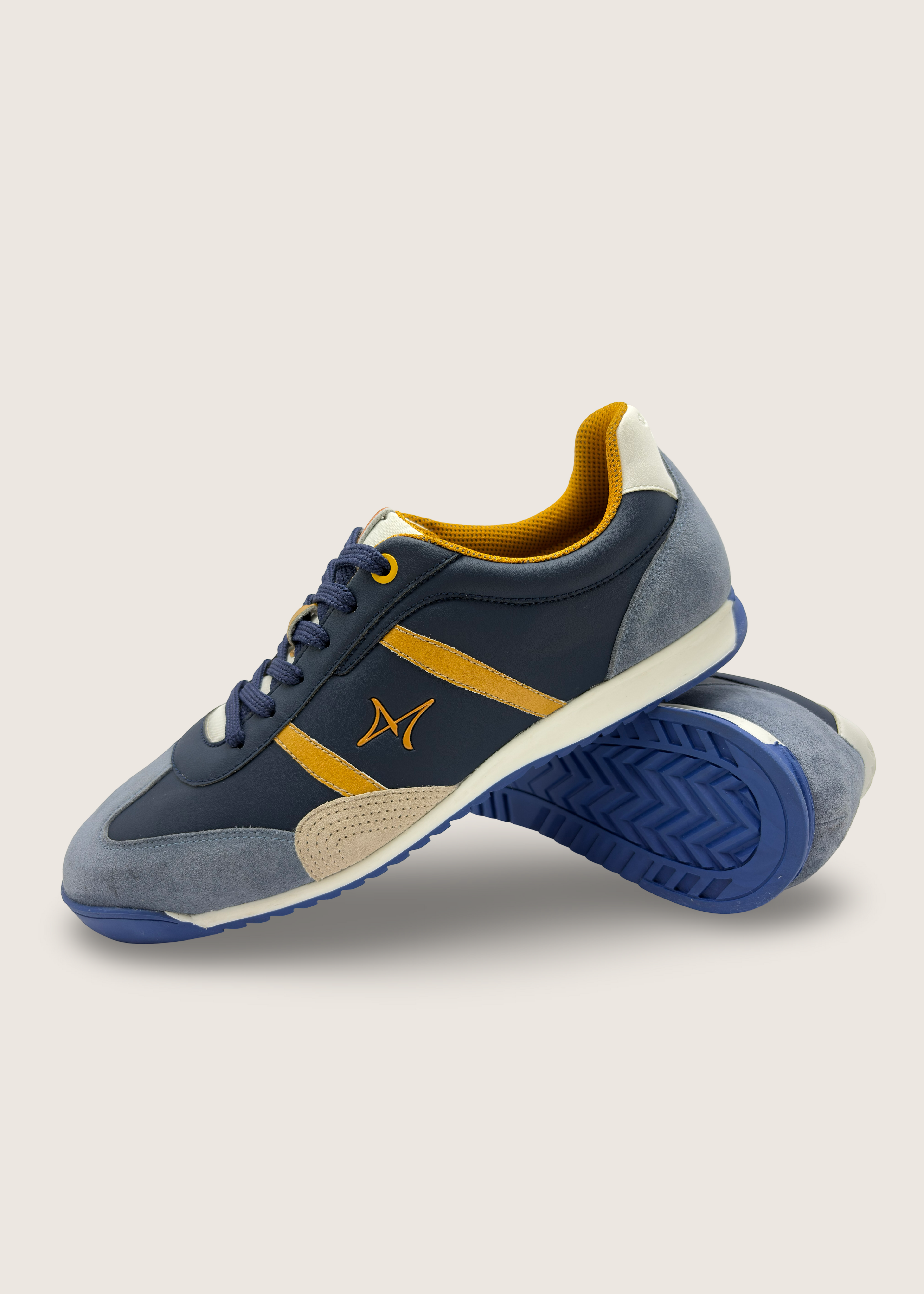 色 Men's IRO in lagoon leather suede with navy blue microfiber and leather insole
