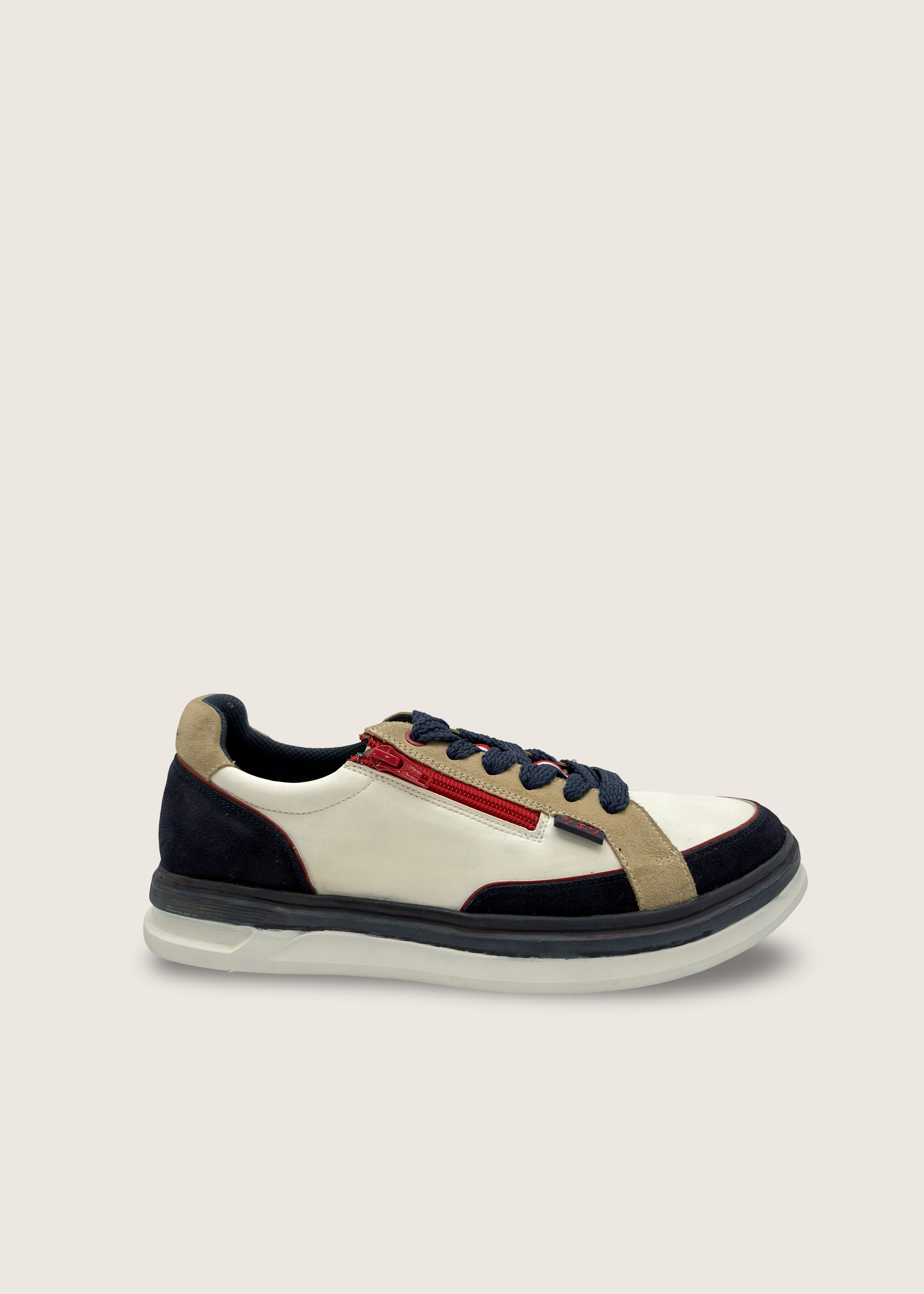 風 Men's KAZE in pumice leather suede with navy white microfiber and leather insole