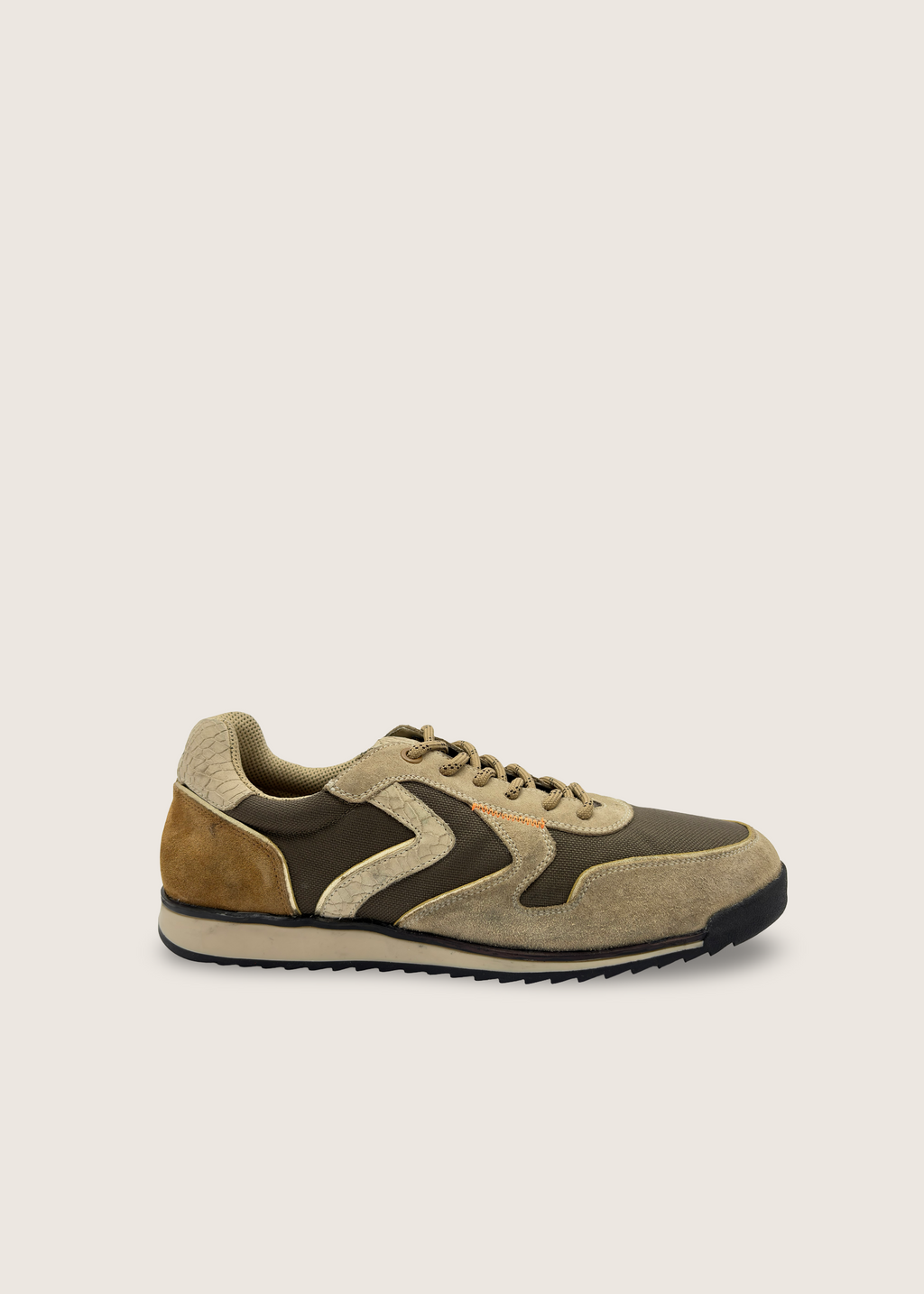 大阪 Men's Osaka in beige and brown leather suede with brown nylon parachute