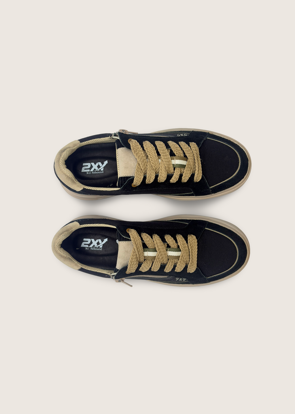 風 Men's KAZE in black leather suede with black nylon parachute and leather insole